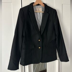 Banana Republic Blazer in Black Wool Blazer with Gold Buttons Elbow Patches